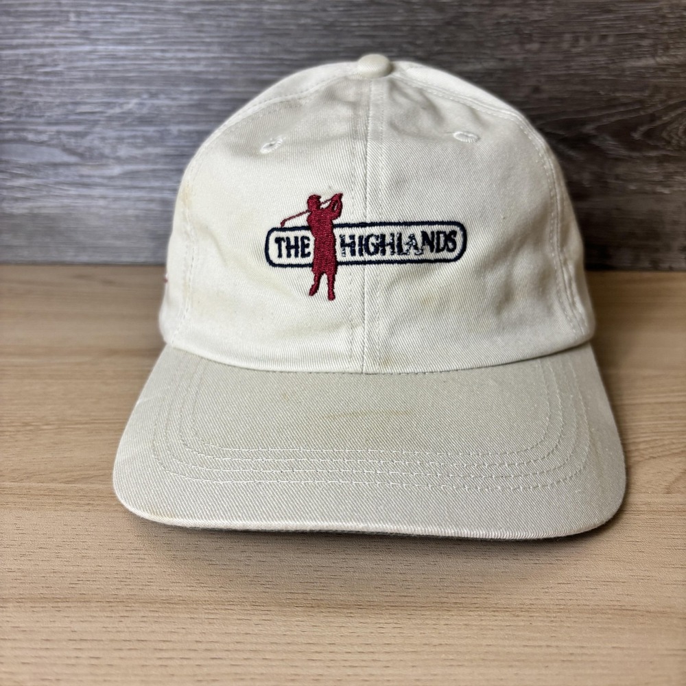 Vintage The Highlands Hat Cap Strap Back White Golf Embroidered Mens